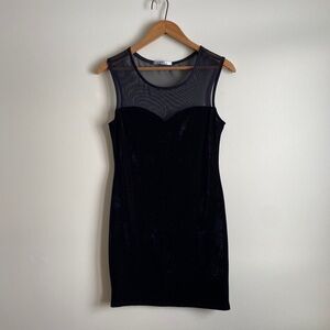 90s-Inspired Velvet Sheer Sleeveless Stretchy Mini Dress